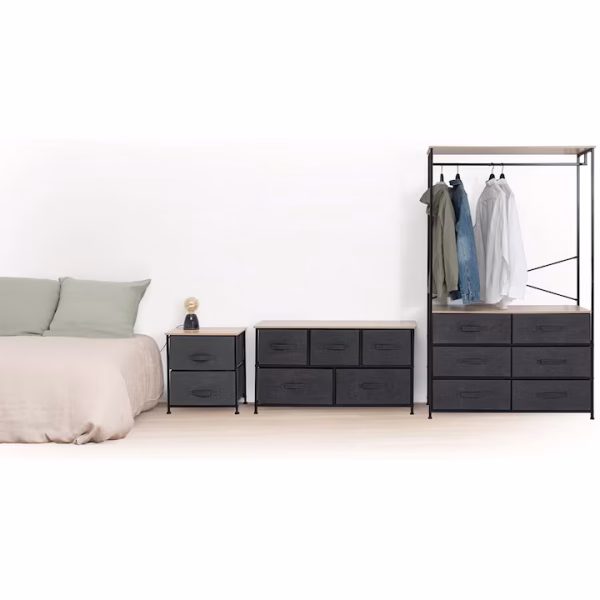 Comodă Tissa cu 5 sertare, design modern, gri închis