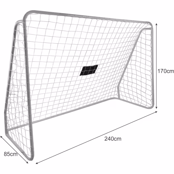 Poarta.Fotbal.05 Poartă de fotbal XXL KickMaster Junior pentru copii 240x170x85 cm cu panou de ţintire pentru antrenament