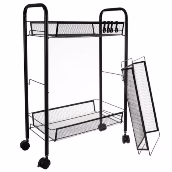 Raft.bucatarie.06 Raft de bucătărie, 3 niveluri, negru, 65x25x44 cm, fier