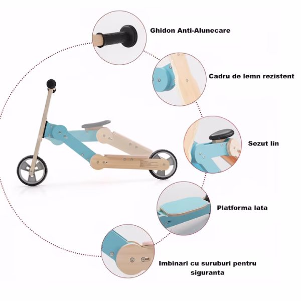 Bicicletă & Trotinetă, pentru copii 3+ ani, Ajustabilă