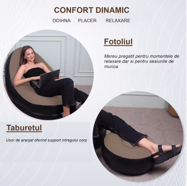 Set Complet Fotoliu şi Taburet Gonflabile XL