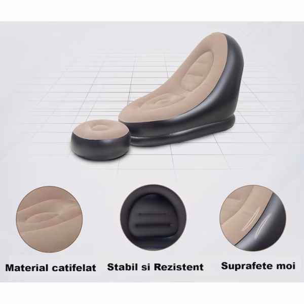 Set Complet Fotoliu şi Taburet Gonflabile XL