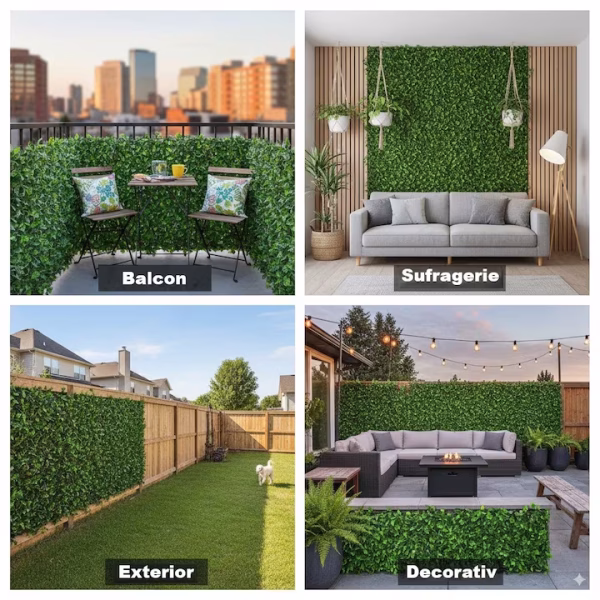 Gard artificial XL cu iederă deasă UV Protect 5 x 0.5 m