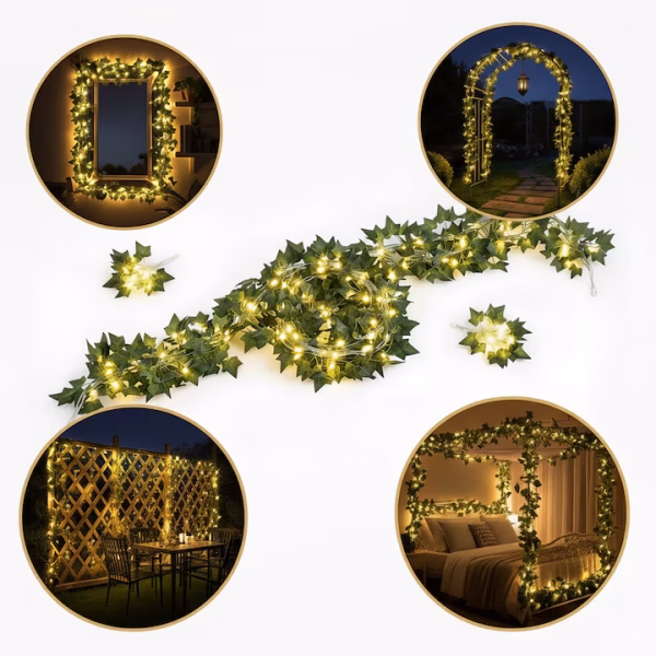 Set decorativ iederă artificială cu lumini LED - 25 m