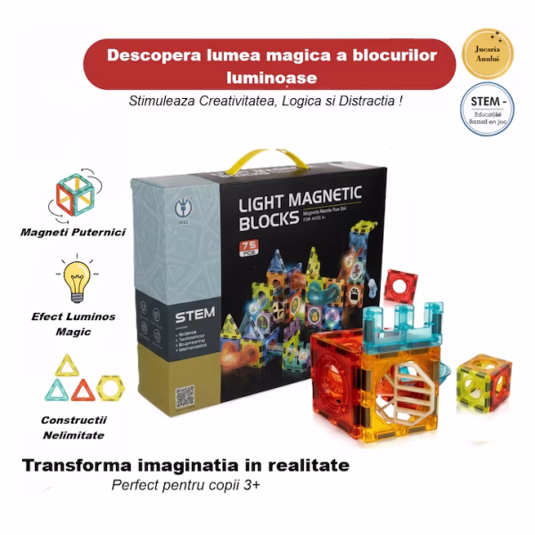 Set XL Magnetic Light Blocks 75 piese